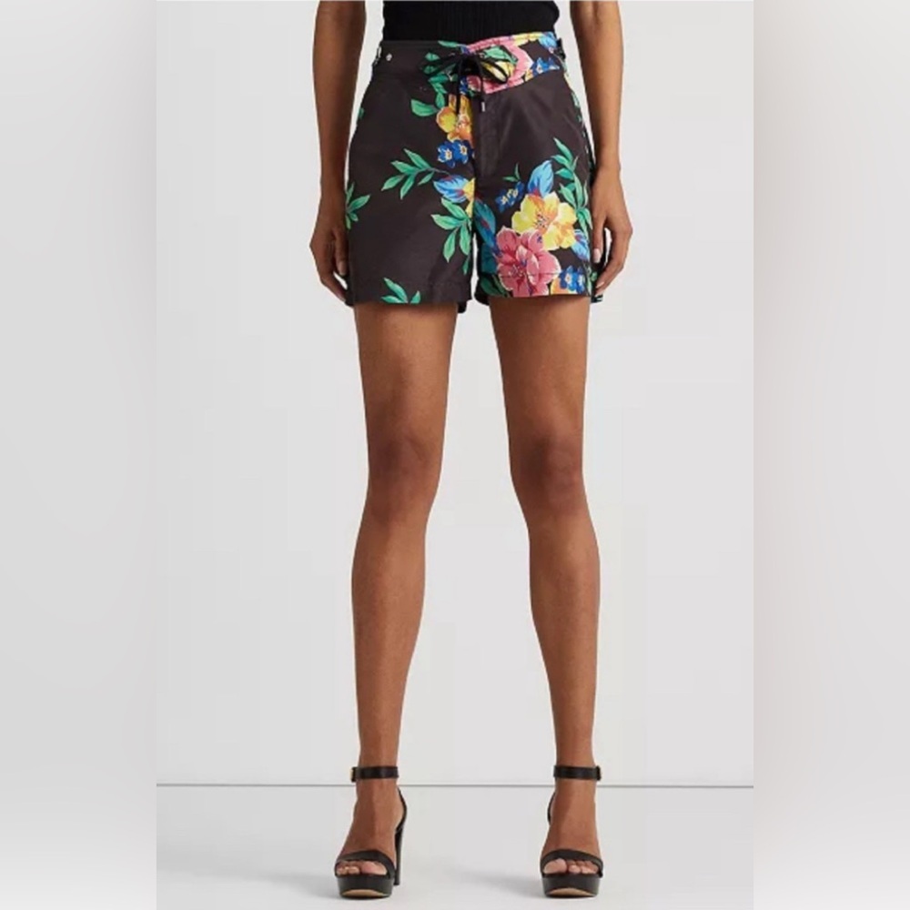 NWT Lauren Ralph Lauren Black Floral Woman’s Plus Board Shorts 16W